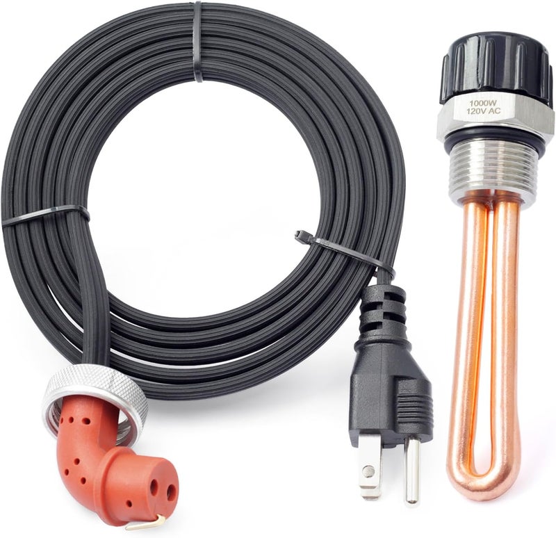 Lisnhlin 3C3Z-6A051-AA Engine Block Heater Element with O-ring seal and Cord Replacement for Ford F250 F350 F450 F550 for Super Duty E150 E250 E350 E450 for Econoline Van for Excursion for Powerstroke - Image 1